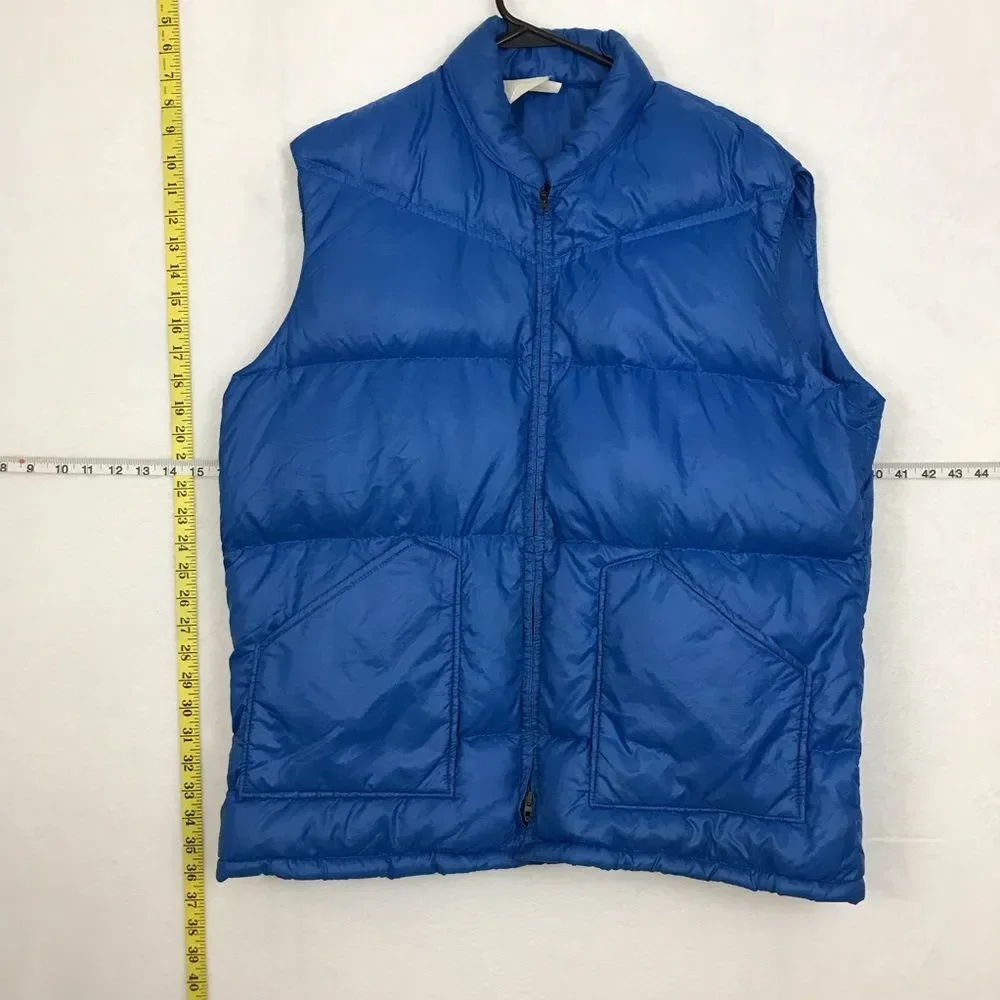 Vintage Blue Puffer Vest Mens Sz XL Zip Up